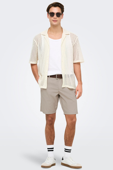 ONLY & SONS Novak Relax Resort SS Zigzag Shirt Egret