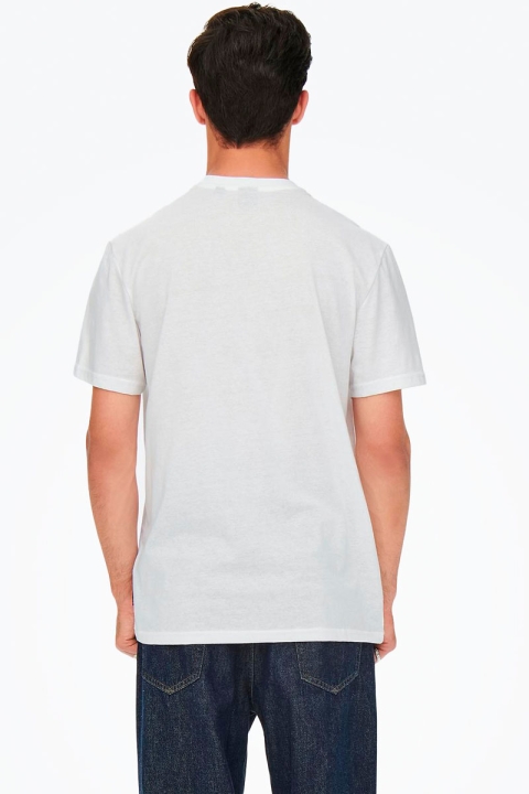 Only & Sons Onsmusk Life Reg Logo SS Tee White