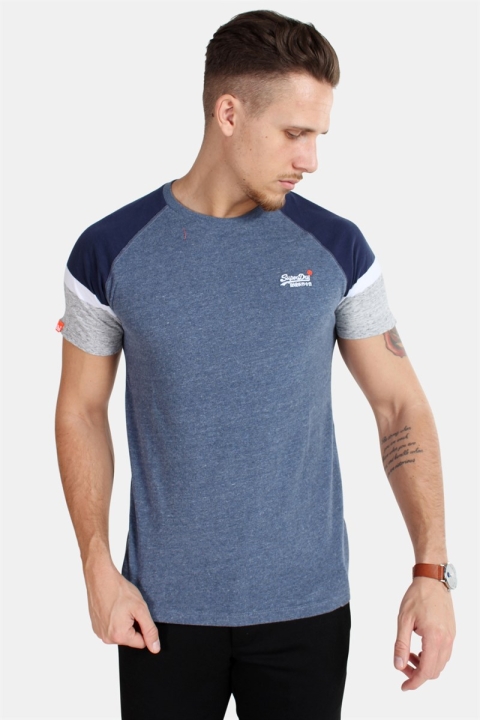 Superdry O L Eng'D Sleeve Baseball T-shirt SS Pacific Blue Heather