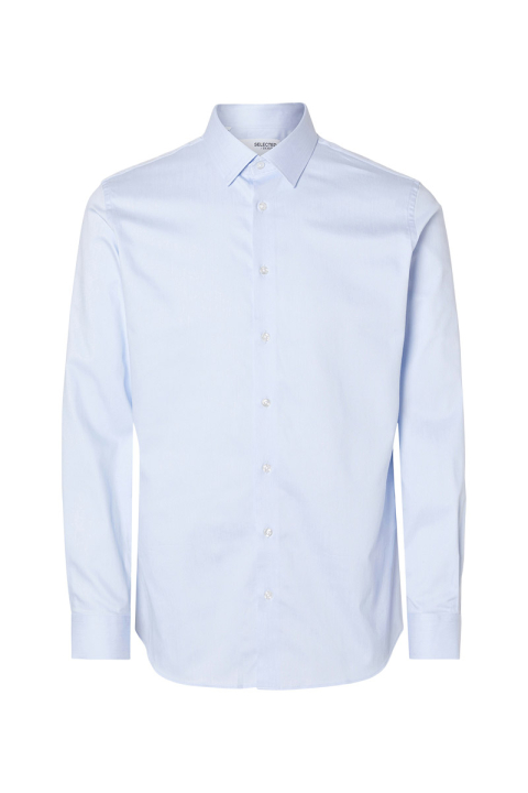 Selected Performance Stretch LS Shirt Light Blue Mixed White
