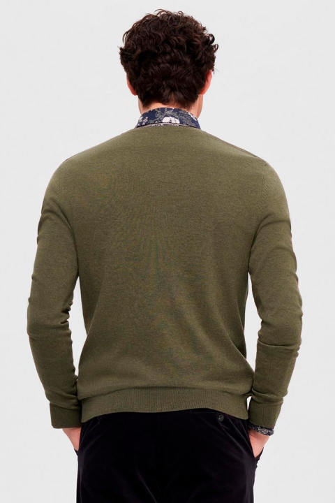 Selected Berg Knit V-Neck LS Ivy Green