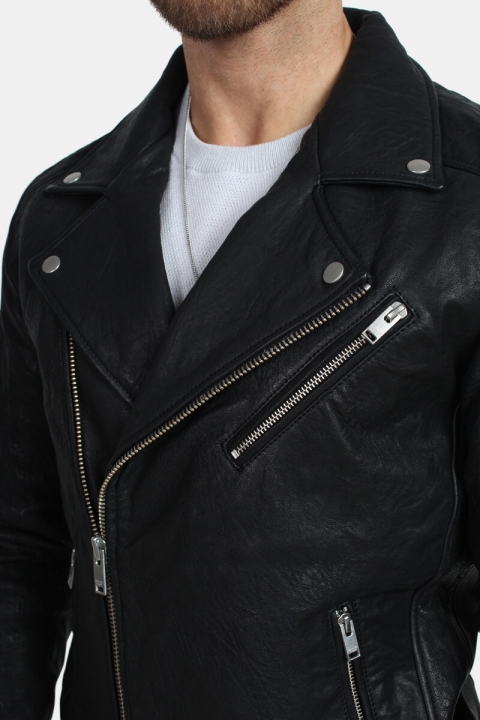 Selected Scott Læder Biker Jacka Camp Black