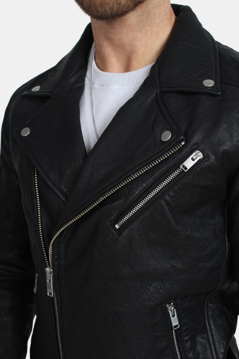 Selected Scott Læder Biker Jacka Camp Black