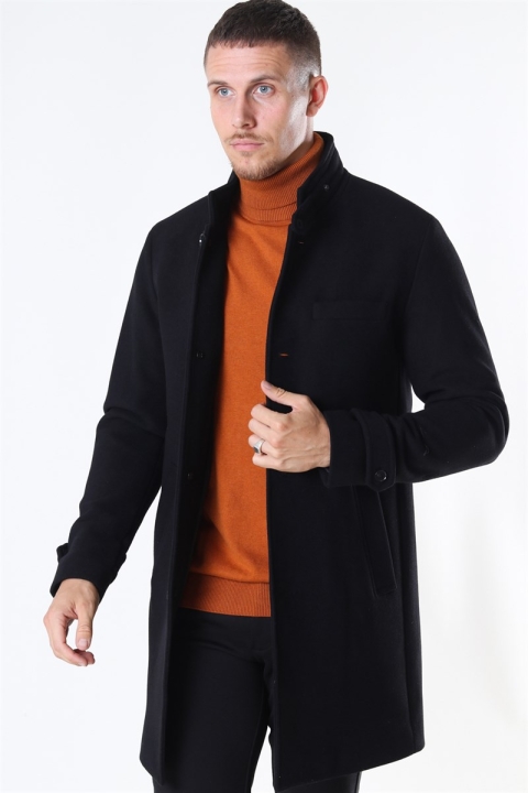 Jack & Jones MELTON WOOL COAT Black