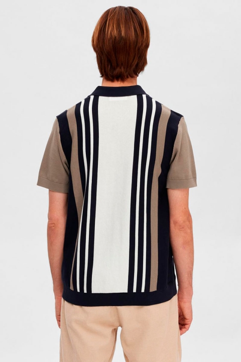 Selected SLHMattis SS Knit Stripe Polo Sky Captain