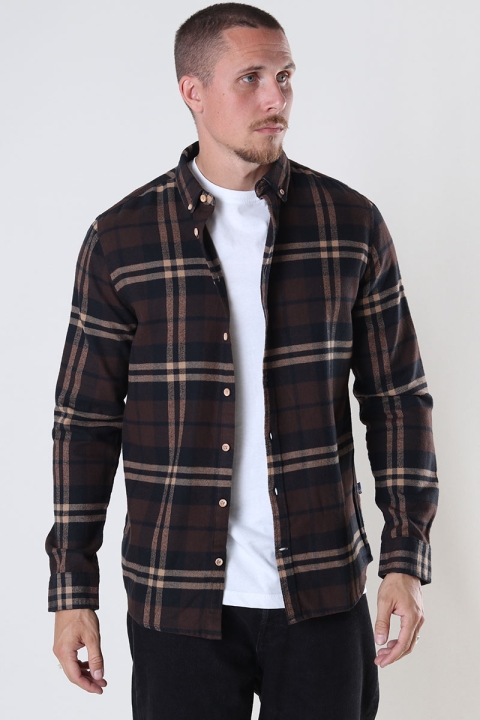 Kronstadt Johan Flannel check shirt Black / Brown