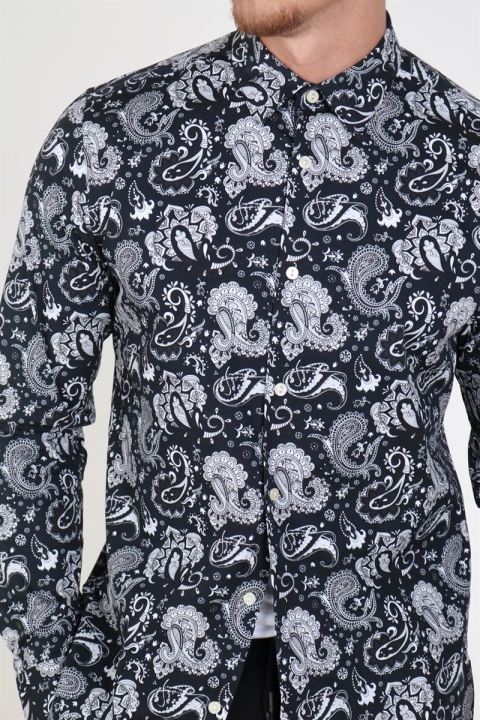 Only & Sons Frederik L/S Paisley Stretch Skjorta Black