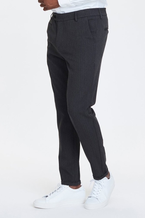 Les Deux Como Pinstripe Kostym Pants Charcoal/Olive Green