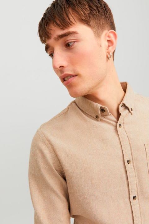 Jack & Jones Classic Melange Shirt L/S Oatmeal