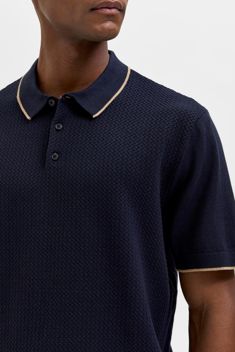 Selected SLHHANK SS KNIT BUTTON POLO B Sky Captain