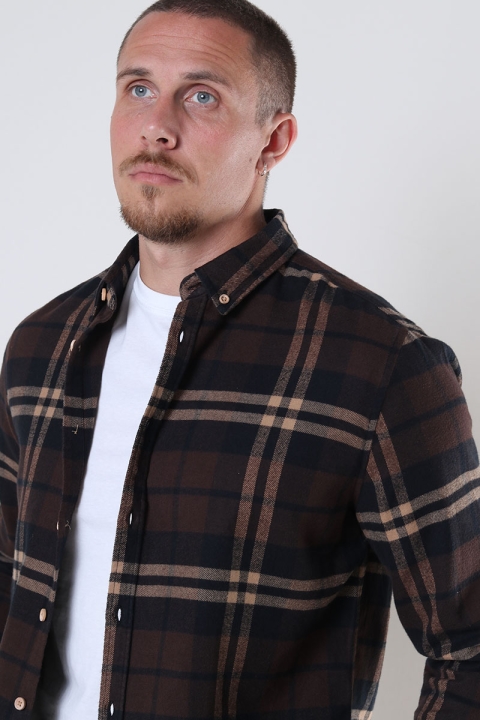 Kronstadt Johan Flannel check shirt Black / Brown