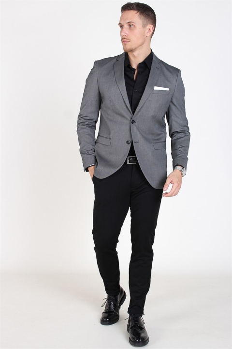 Selected Slim-MyloLogan Blazer Dark Grey StructKlockae