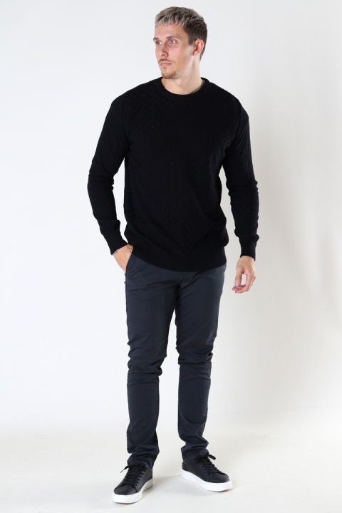 Kronstadt Bertil Cotton crew neck knit Black