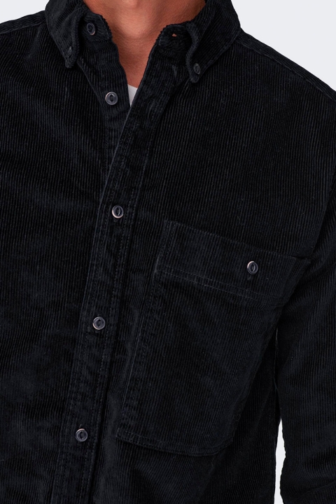 ONLY & SONS New Terry Corduroy LS Shirt Black