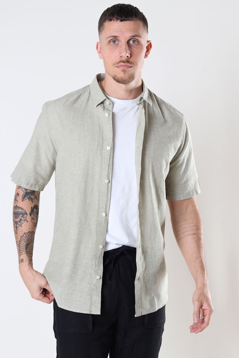 ONLY & SONS ONSCAIDEN SS SOLID LINEN SHIRT Oil Green