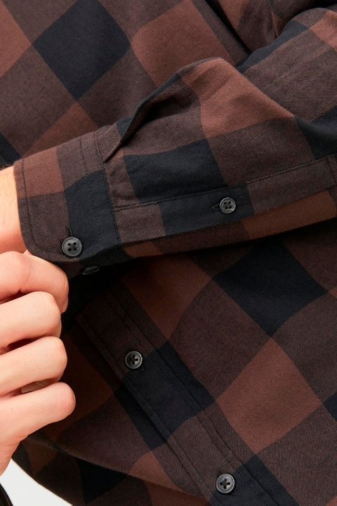 Jack & Jones Gingham Twill Shirt L/S Seal Brown