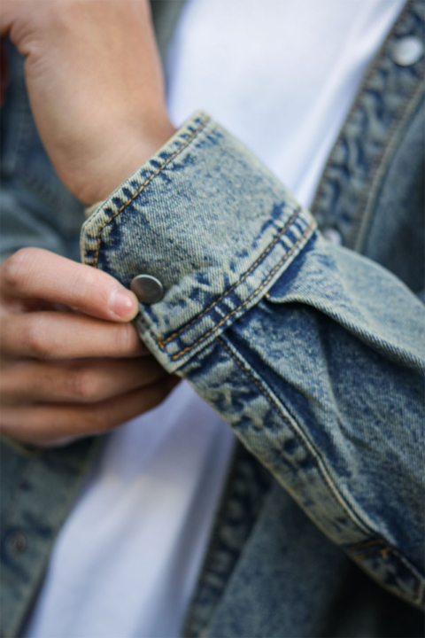 Jack & Jones Austin Wide Fit Denim Shirt LS Light Blue Denim