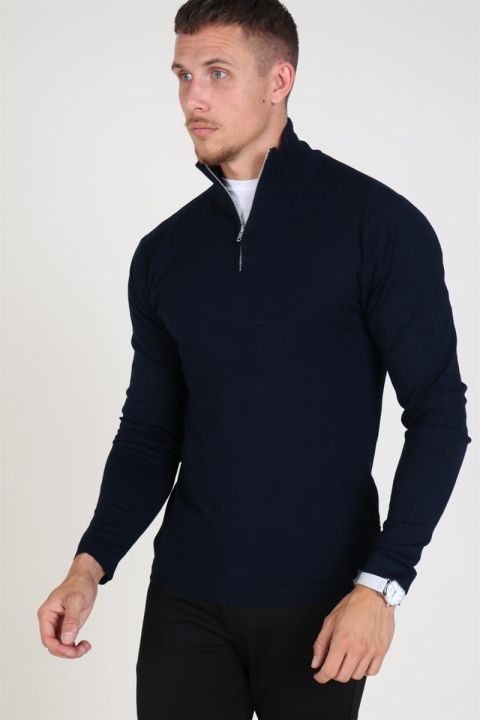 Tailored & Originals Murray Half Zip Sticka Insignia Blue