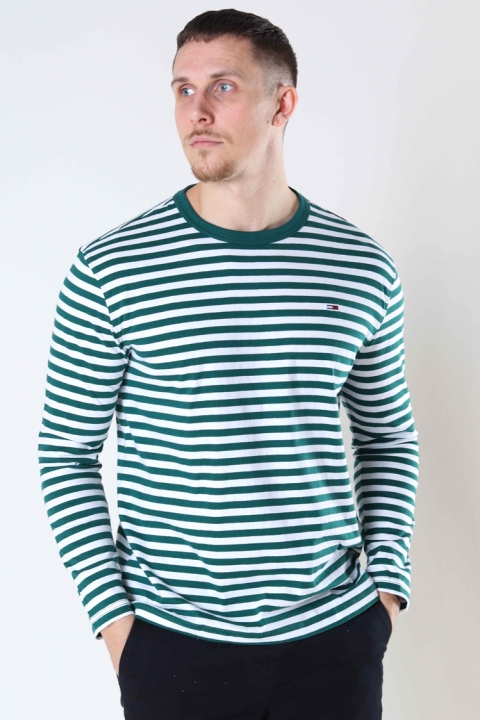 TOMMY JEANS TJU STRIPED LS CREW TEE Rural Green