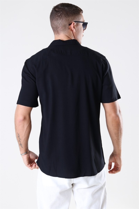 Only & Sons Silo Solid Viscose Skjorta Black