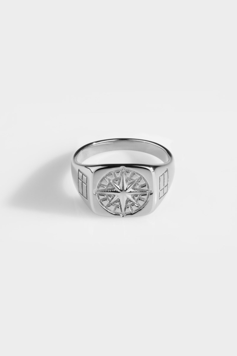 Northern Legacy Compass Signature Ringa Silver