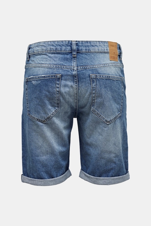 Only & Sons Ply Damage Shorts Blue Denim