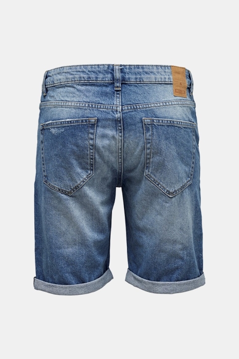 Only & Sons Ply Damage Shorts Blue Denim