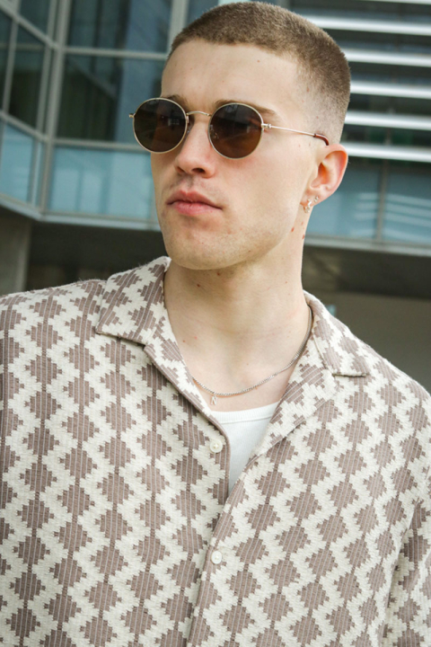Jack & Jones Summer Luke Regular Fit Texture Resort Shirt SS Mocha Meringue
