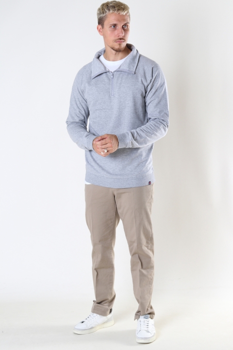 Denim project Basic Half-Zip Highneck 067 Light Grey melange