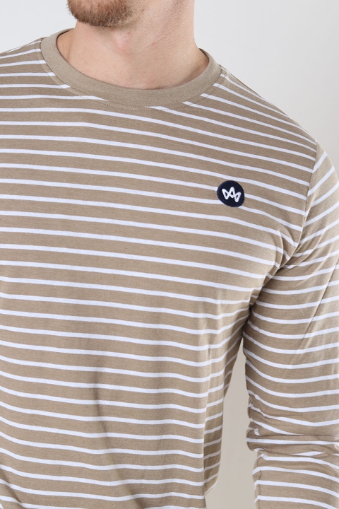 Kronstadt Timmi Organic/Recycled L/S stripe tee Sand/White