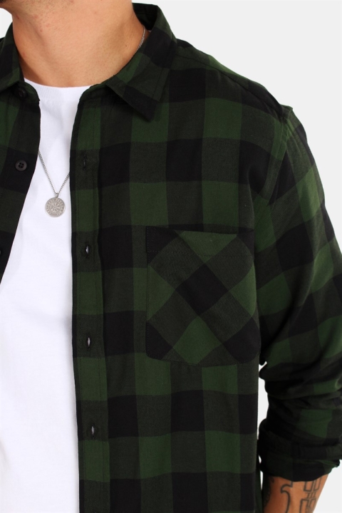 URBAN CLASSICS Checked Flanell Skjorta Black/Forest