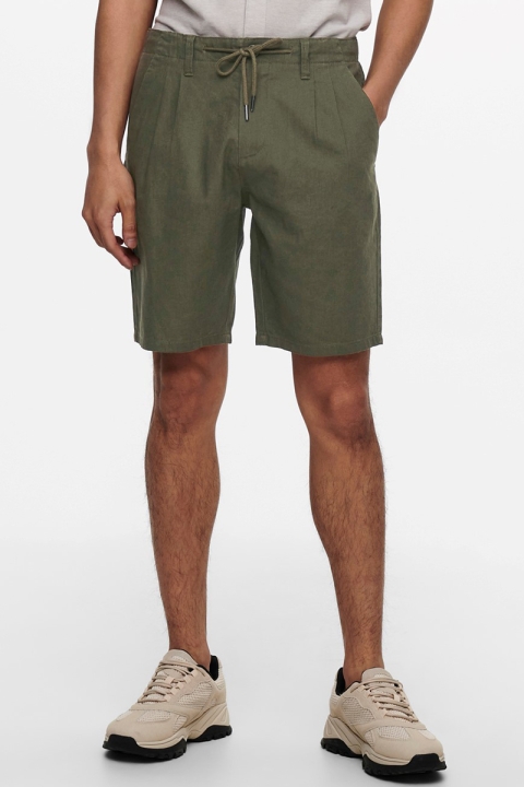 ONLY & SONS ONSLEO SHORTS LINEN MIX GW 9201 NOOS Olive Night