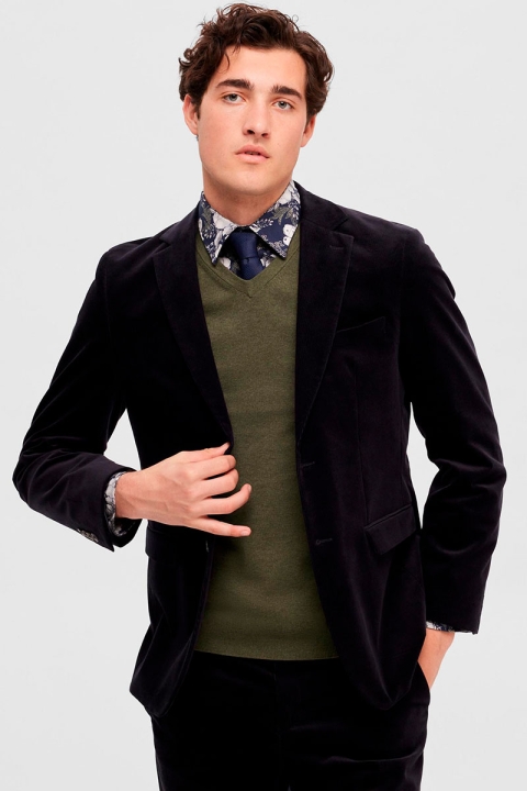 Selected Berg Knit V-Neck LS Ivy Green