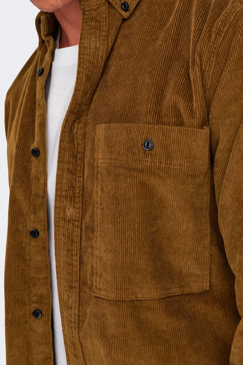 ONLY & SONS New Terry Corduroy LS Shirt Monks Robe