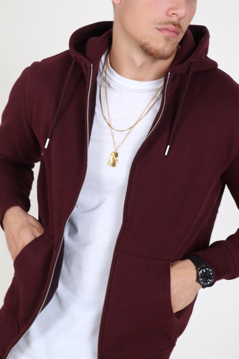 Solid Organic Morgan Zip Sweat Wine Red Mel