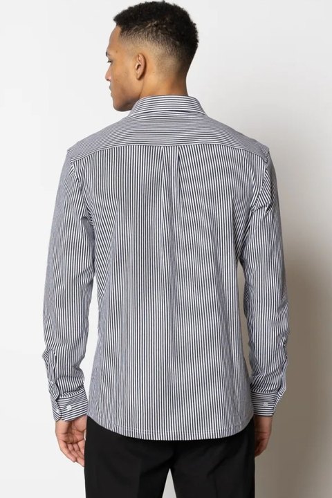 Clean Cut Copenhagen Clean Formal Stretch Stripe Shirt L/S Navy/White Stripe