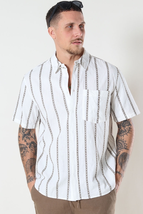 Solid Lin Stripe Shirt Off White