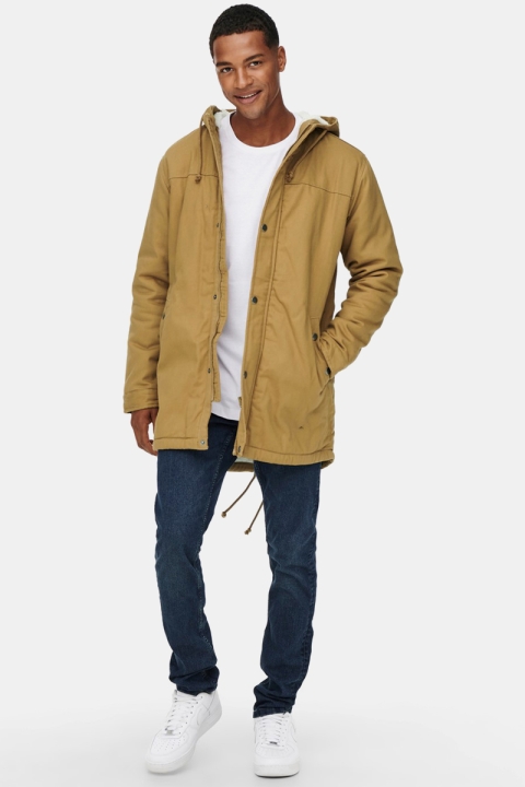 ONLY & SONS ALEX TEDDY PARKA JACKET Dull Gold