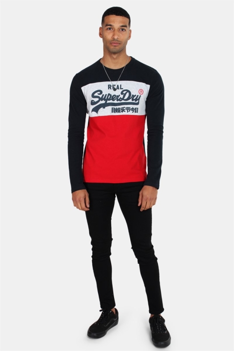 Superdry Vintage Logo Panel L/S T-shirt Navy/Red/Grey