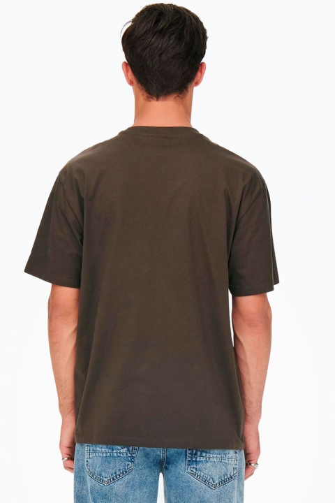 ONLY & SONS FRED BASIC OVERSIZE TEE Seal Brown
