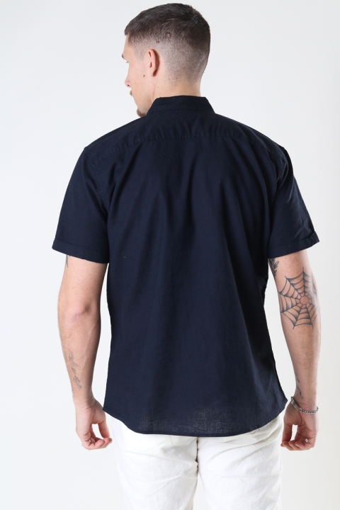Clean Cut Copenhagen Cotton / Linnen Shirt S/S Navy