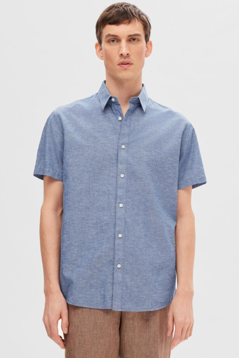Selected Regular Sun Linen Shirt SS Medium Blue Denim