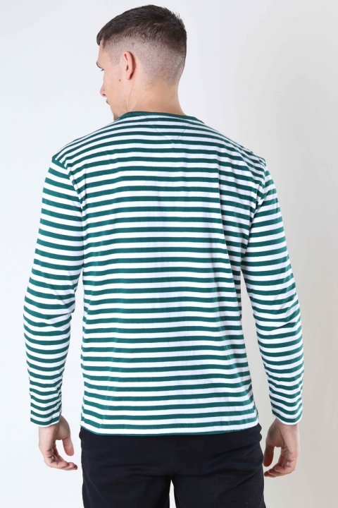 TOMMY JEANS TJU STRIPED LS CREW TEE Rural Green