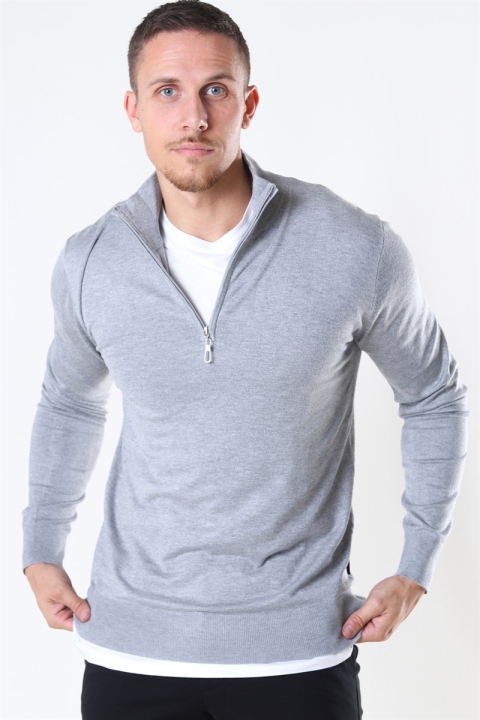 Jeff Argento Half Zip Sticka Light Grey Mix