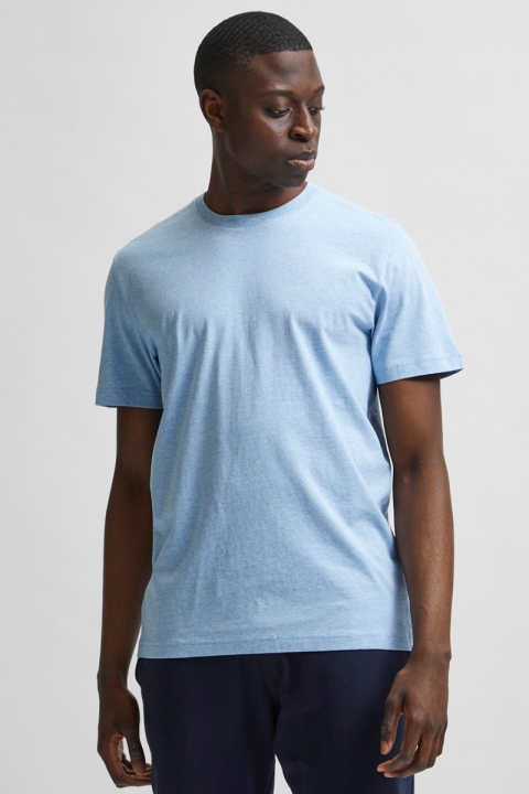 Selected SLHNORMAN180 SS O-NECK TEE S Ballad Blue Melange