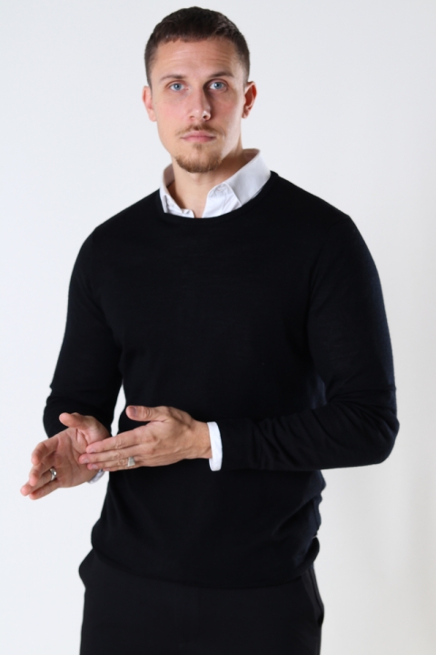 Kronstadt Johs Merino crew neck knit Black