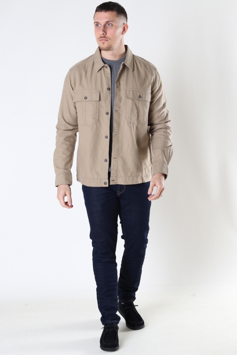 ONLY & SONS ONSKENNET LIFE LS LINEN OVERSHIRT Chinchilla