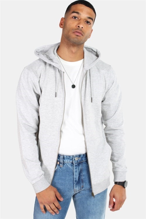 Only & Sons Basic Tröja Zip Hoodie Unbrushed Light Grey Melange