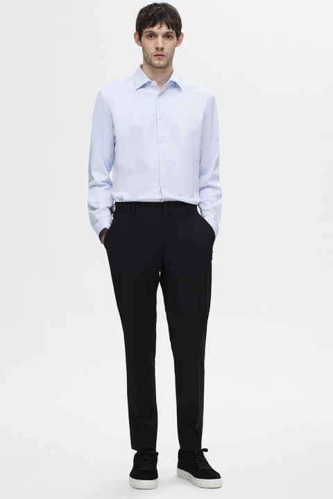 Selected Performance Stretch LS Shirt Light Blue Mixed White