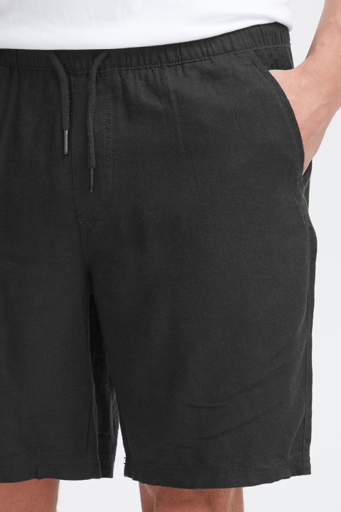 Solid Aurelius Elasticated Linen Shorts True Black